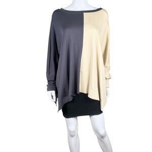 PLANET by Lauren G Lagenlook Two Tone Oversized Swing Top